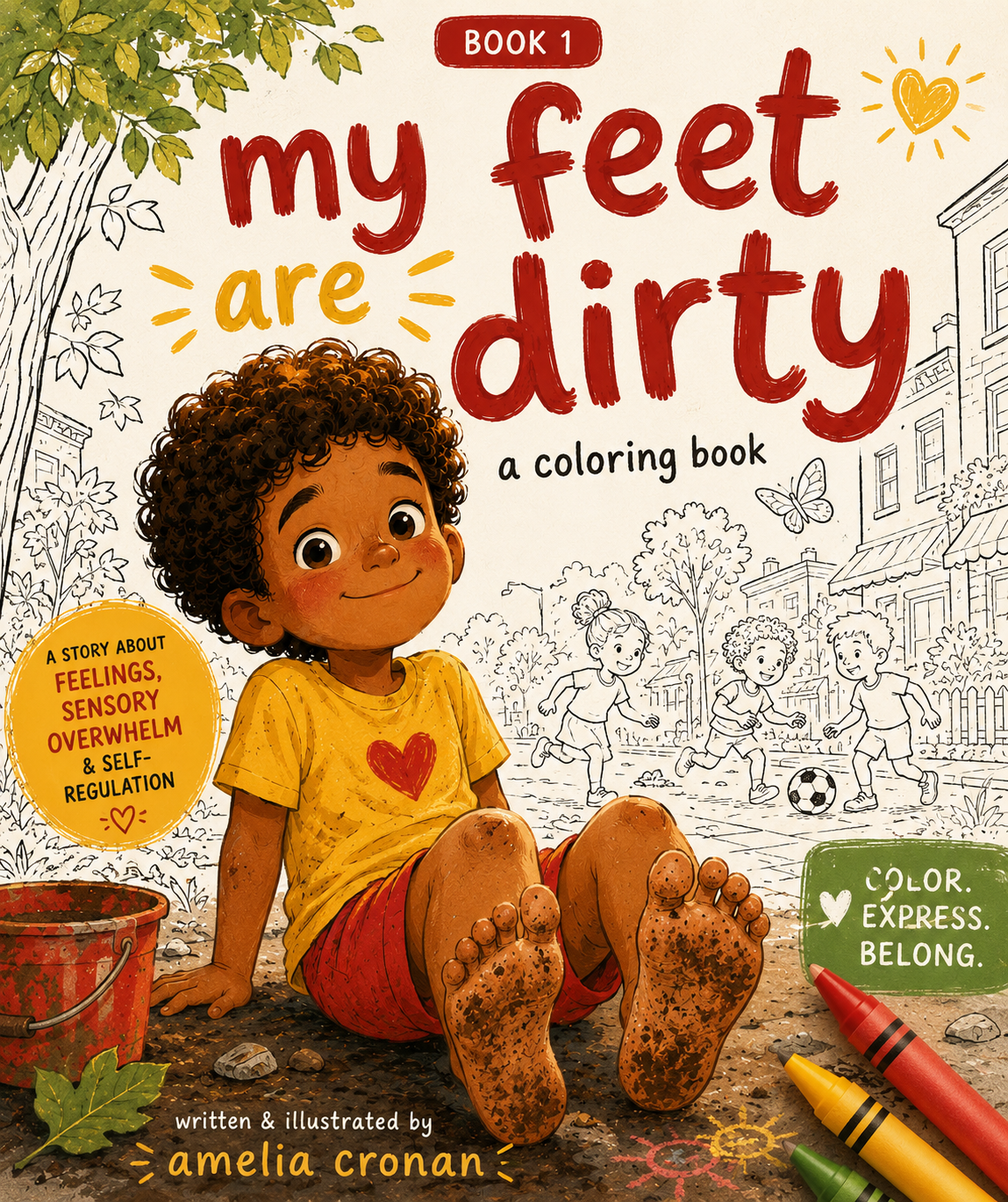 Print coloring book cover of MY FEET ARE DIRTY by Amelia Cronan